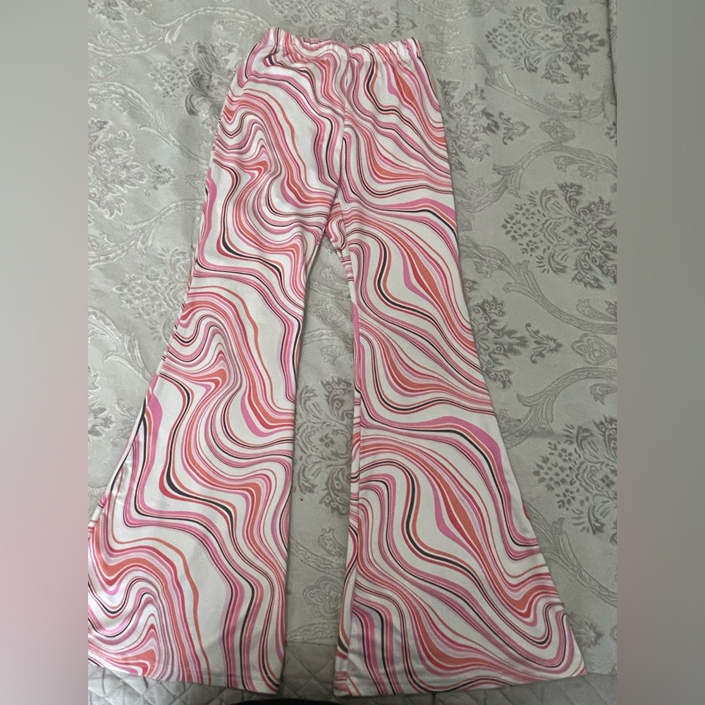 SHEIN Pink and White Swirl Kids Leggings